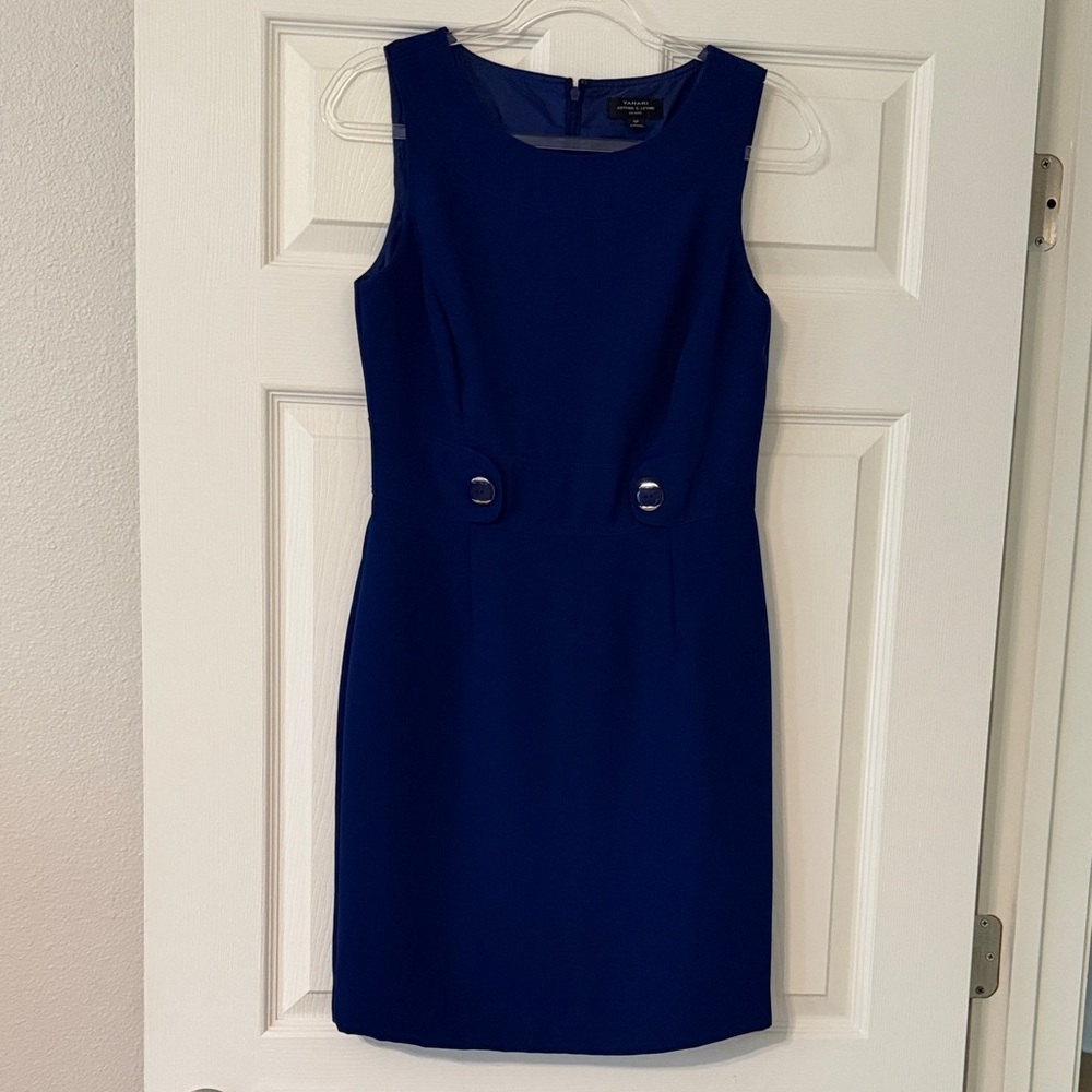 Tahari Royal Blue Sleeveless Sheath Dress